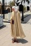Women's Lined Abaya with Small Bead Detail and Waist Tie, Two-Piece Dress, Oil Green - 4