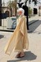Women's Lined Abaya with Small Bead Detail and Waist Tie, Two-Piece Dress, Oil Green - 6