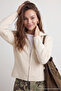 Wardrobe Essentials Ekru Yün Karışımlı Sakal İplik Fermuarlı Triko Hırka TWOAW26HI00149 - 3