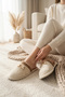 Women's House Slippers Plush Washable Wool-Lined Fur-Trimmed Slippers Guest Trousseau Bundle Bridal Slippers - 2