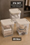 3 Pieces 20Lt Deep Organizer Box - Elora Multi-Purpose Organizer Storage Box with Lockable Lid Beige
