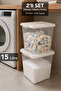 2-Piece 15Lt Deep Elora Storage Box - Bathroom Organizer Lock Lid Organizer Detergent Container Beige