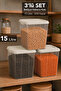 3-Piece 15Lt Deep Elora Storage Box - Multi-Purpose Lockable Lid Organizer Box Beige