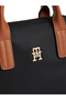 Women's Metallic TH Logo Detail Removable Long Strap Black Bag - 8
