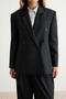 Anthracite Striped Woven Blazer Jacket Twoaw27Bc00029 - 6