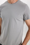 Men's slim fit cotton soft touch stretchy fabric basic grey crew neck t-shirt - 5