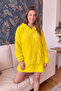 Yellow Hooded Full Plush Oversize Sweat Poncho Pajamas - 6