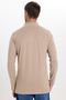 Men's regular fit comfortable cut 100% cotton long sleeve buttoned stone color polo collar sweatshirt - 8