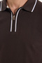 Men's slim fit 100% cotton long sleeve zip-up brown polo collar sweatshirt - 6