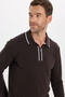 Men's slim fit 100% cotton long sleeve zip-up brown polo collar sweatshirt - 4