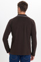 Men's slim fit 100% cotton long sleeve zip-up brown polo collar sweatshirt - 7