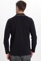 Men's slim fit 100% cotton long sleeve zip-up black polo collar sweatshirt - 7