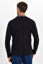 Men's Slim Fit 100% Cotton Long Sleeve Black Polo Collar Sweatshirt - 7