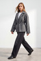 Gray-White Jacket with Collar and Drawstring Waist, Unlined Cashmere Coat Alc-X13241 - 2