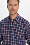Men's Regular Fit Classic Cut Button Lapel Small Checkered Cotton Shirt - 7