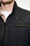 Men's Black Windproof Standard Fit Regular Cut Stand Collar Overcoat with Side Pockets - 7