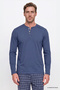 Men's Indigo 100% Cotton Standard Fit Court Collar Patterned Pocketed Pajama Set Groom's Gift Set - 3