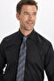 Men's Regular Fit Comfortable Cut Black Non-Iron Cotton Shirt - 5