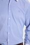 Regular Fit Comfortable Cut Embroidery Detailed Long Sleeve Cotton Striped Blue Men's Shirt - 3