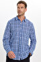 Men's Slim Fit Slim Fit 100% Cotton Linen Texture Checkered Shirt - 5