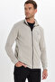 Men's slim fit cotton full-zip double pocket stand collar stone wash sweatshirt cardigan - 6