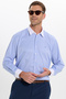Regular Fit Comfortable Cut Embroidery Detailed Long Sleeve Cotton Striped Blue Men's Shirt - 7