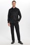 Men's Regular Fit Comfortable Cut Long Sleeve Cotton Easy-Iron Dobby Black Shirt - 2
