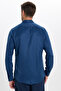 Slim Fit Long Sleeve Easy-Ironing Sweat-Comfortable Tie-Down Collar Four Seasons Navy Blue Men's Shirt - 7