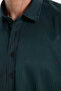 Men's regular fit comfortable cut long sleeve easy to iron gingham green shirt - 3