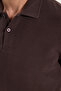 Men's Regular Fit Classic Cut Long Sleeve Interlock Fabric Brown Polo Collar Sweatshirt - 7