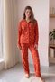 Orange Grain Patterned Front Buttoned Plush Fleece Pajama Set - 6