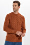 Slim Fit Crew Neck Pattern Cinnamon Men's Knitwear Sweatshirt - 8