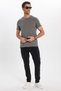 Men's slim fit cotton soft touch stretchy fabric basic grey crew neck t-shirt - 3