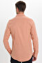 Men's Slim Fit 100% Cotton Buttoned Collar Flam Linen Orange Shirt - 8