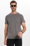 Men's slim fit cotton soft touch stretchy fabric basic grey crew neck t-shirt - 5