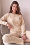 Vanilla Bear Patterned Long Sleeve Seoul Knitted Women's Pajama Set - 4