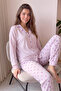 Dusty Pink Dotted Thermal Button-Front Long-Sleeve Women's Pajama Set - 4