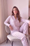 Dusty Pink Dotted Thermal Button-Front Long-Sleeve Women's Pajama Set - 2