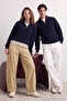 Lacivert Casual Regular Fit Couple/Çift Yarım Balıkçı Fermuarlı Yaka Kazak TMNAW22KZ1908 - 2