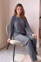 Smoked Strawberry Pattern Long Sleeve Seoul Knitted Women's Pajama Set - 3
