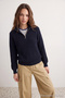 Lacivert Casual Regular Fit Couple/Çift Yarım Balıkçı Fermuarlı Yaka Kazak TMNAW22KZ1908 - 4