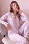 Dusty Pink Dotted Thermal Button-Front Long-Sleeve Women's Pajama Set