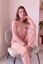 طقم بيجاما نسائي محبوك بأكمام طويلة، بنقشة Powder Fox، Seoul Knit - 2