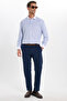Regular Fit Comfortable Cut Embroidery Detailed Long Sleeve Cotton Striped White Men's Shirt - 2
