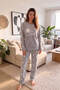 Gray Hello Winter Patterned Women's Plush Pajama Set - 7
