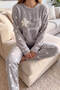 Gray Hello Winter Patterned Women's Plush Pajama Set - 5
