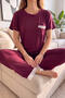 Plum Dublin Short Sleeve Lace Women's Pajamas Set - 5