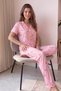 Pink B Patterned Bamboo Front Buttoned Short Sleeve Pajama Set - 2