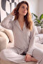 Gray Dublin Button-Front Long-Sleeve Women's Pajama Set