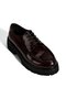 Women's Burgundy Lace-Up Thick Soled Leather Casual Shoes - 5